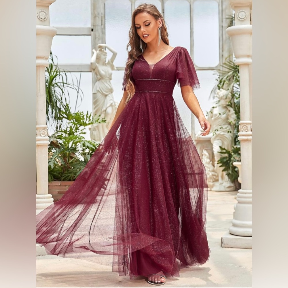 Red Floor-Length Gown